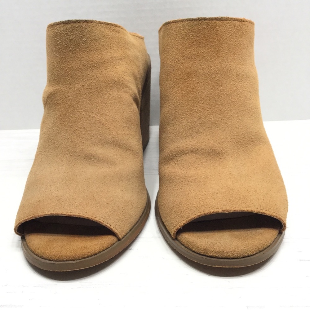 **SOLD**TORRID | EUC Tan 100% Suede Open Toe Mules - Picture 2 of 8